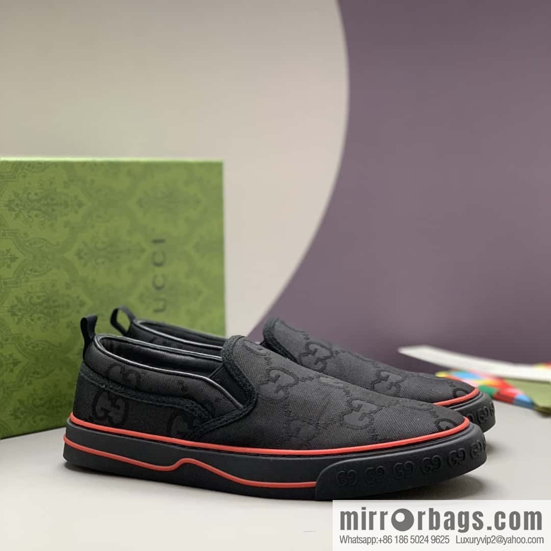 GUCCI black classic GG canvas men's casual shoes
