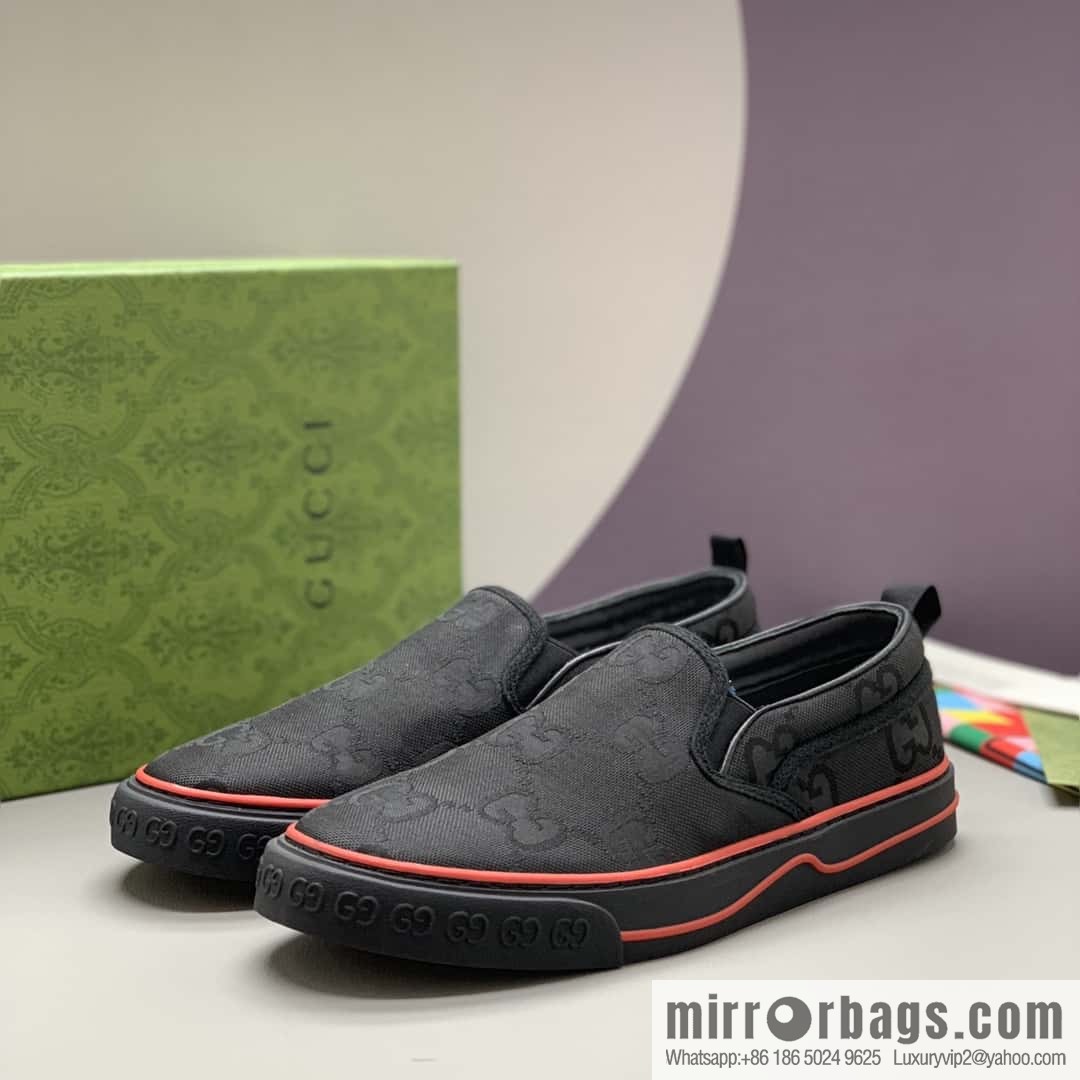 GUCCI black classic GG canvas men's casual shoes