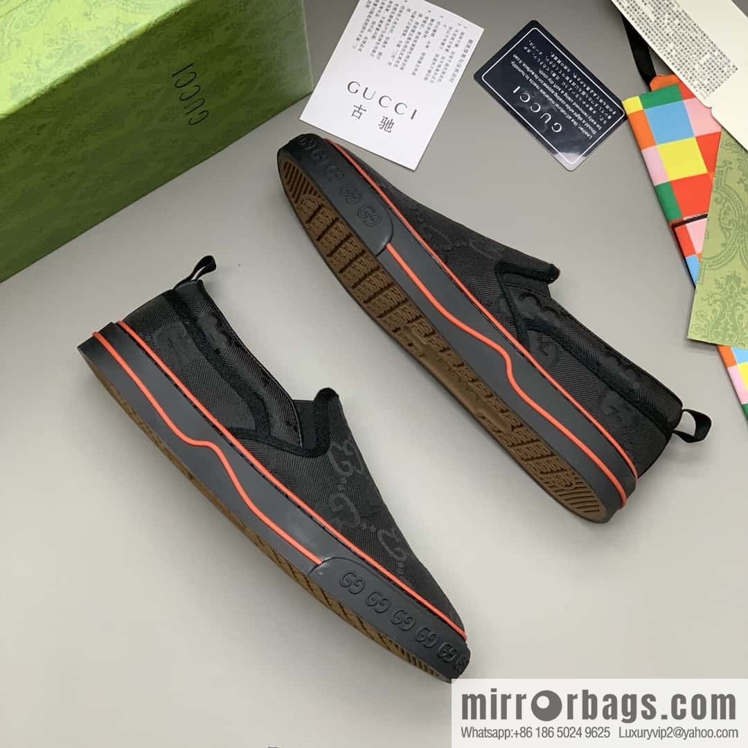 GUCCI black classic GG canvas men's casual shoes