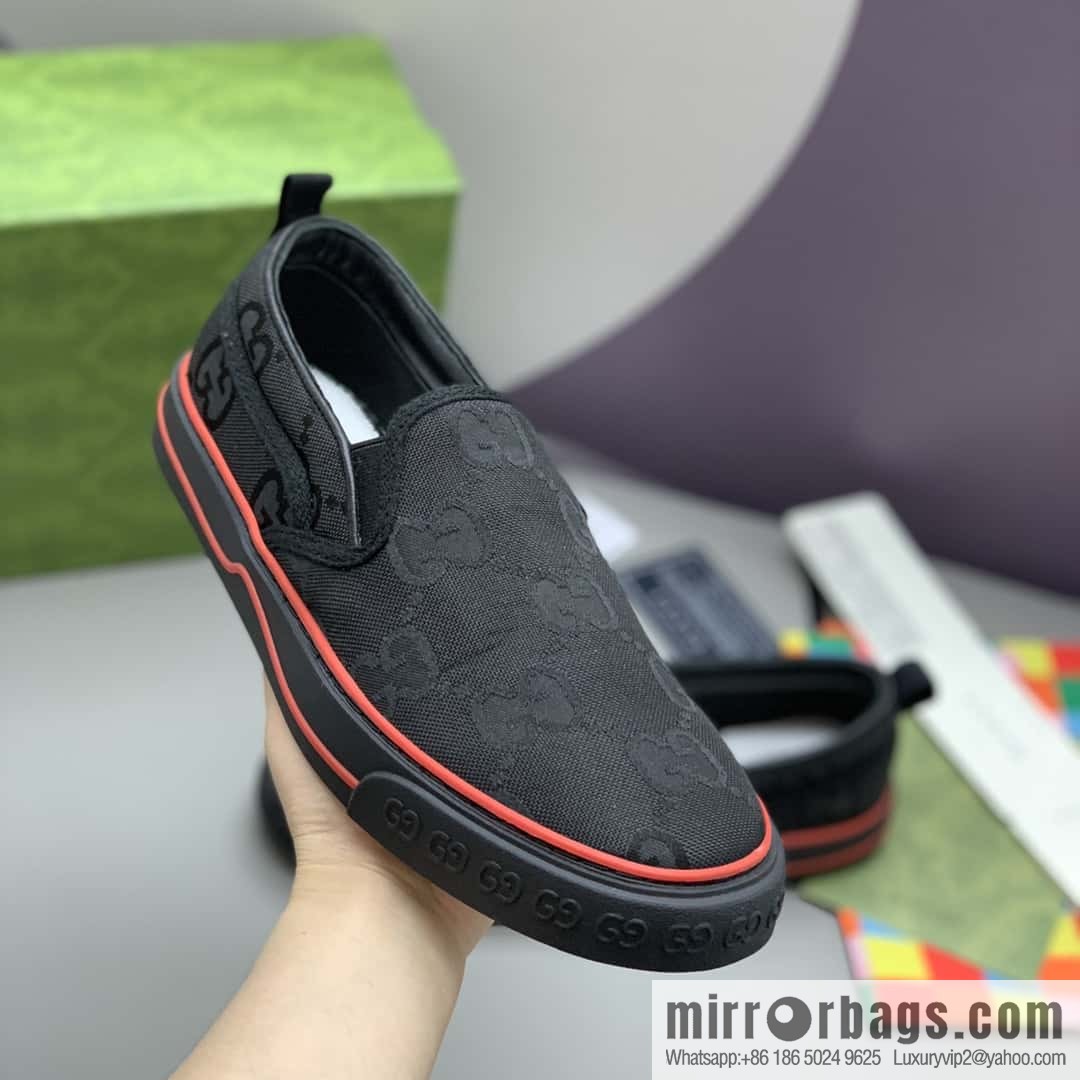 GUCCI black classic GG canvas men's casual shoes