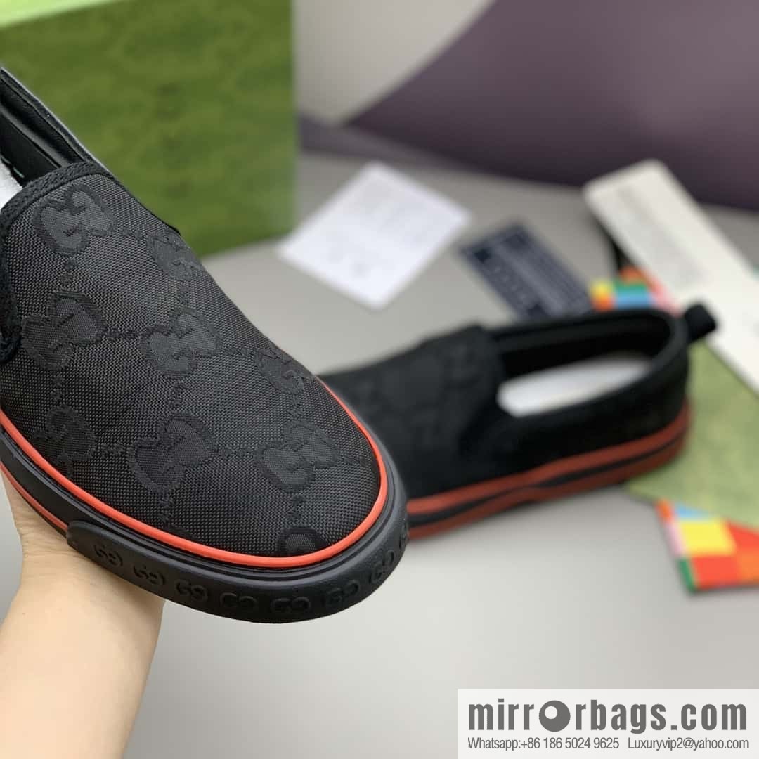 GUCCI black classic GG canvas men's casual shoes