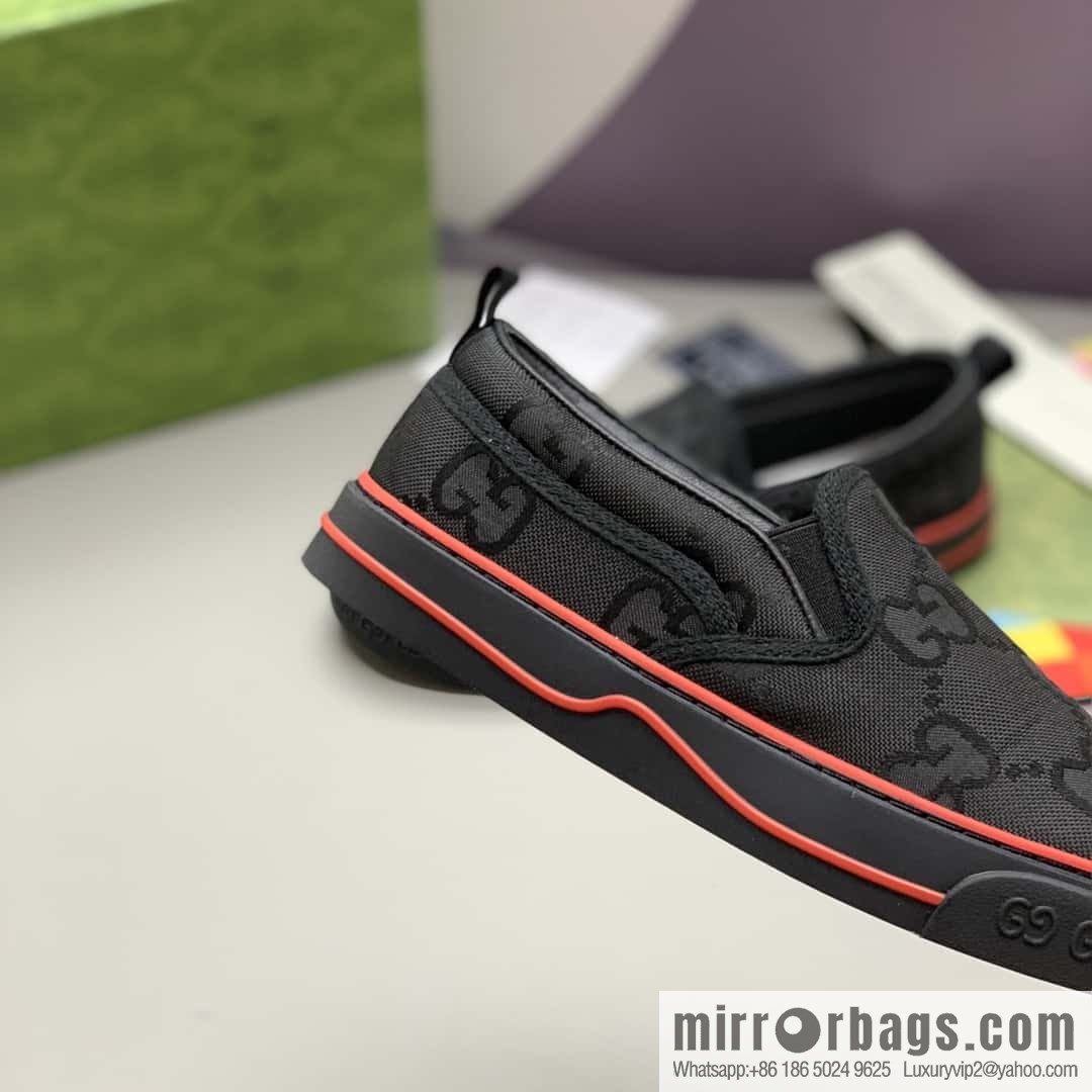 GUCCI black classic GG canvas men's casual shoes