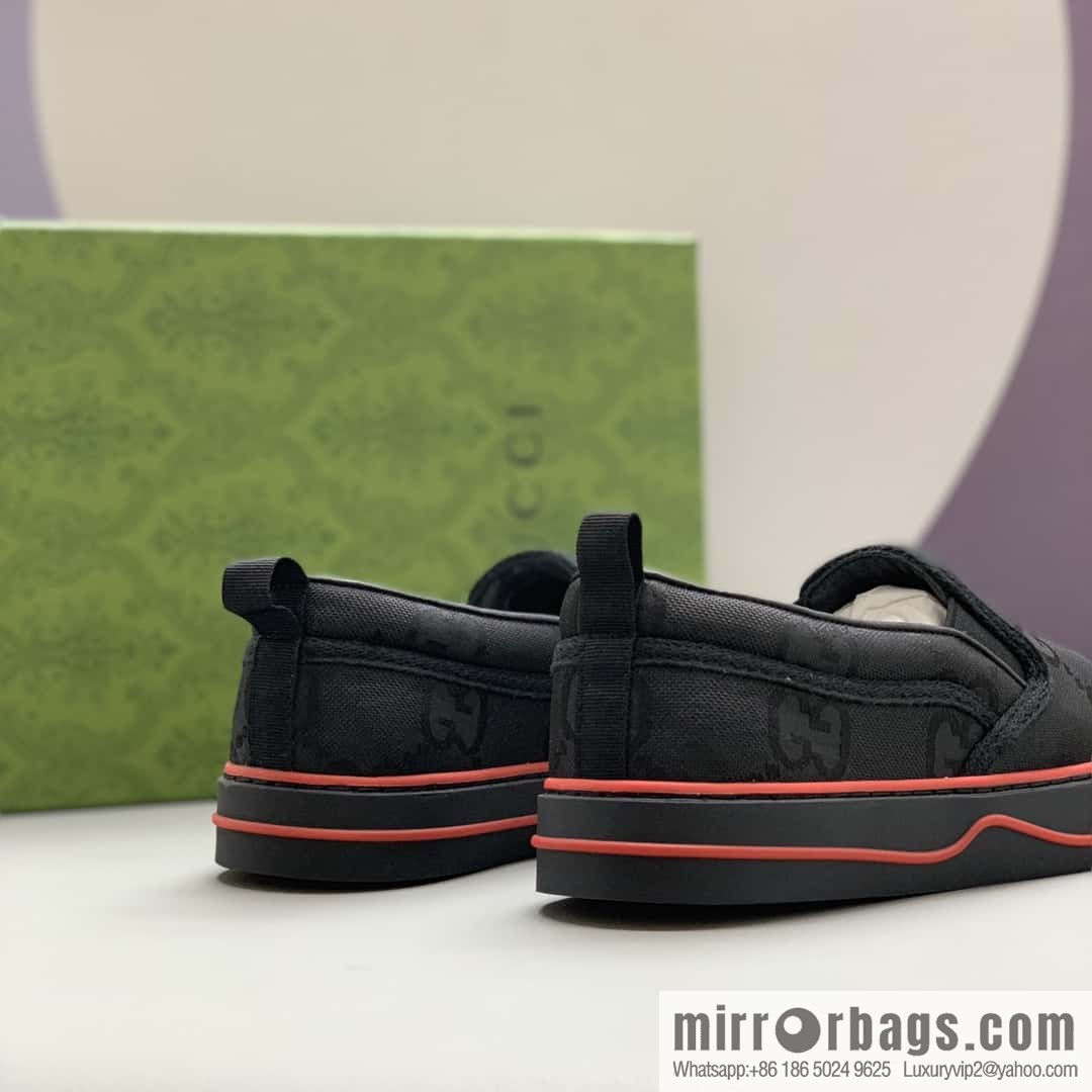 GUCCI black classic GG canvas men's casual shoes