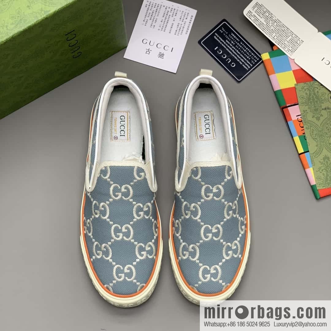 GUCCI blue classic GG canvas men's casual shoes