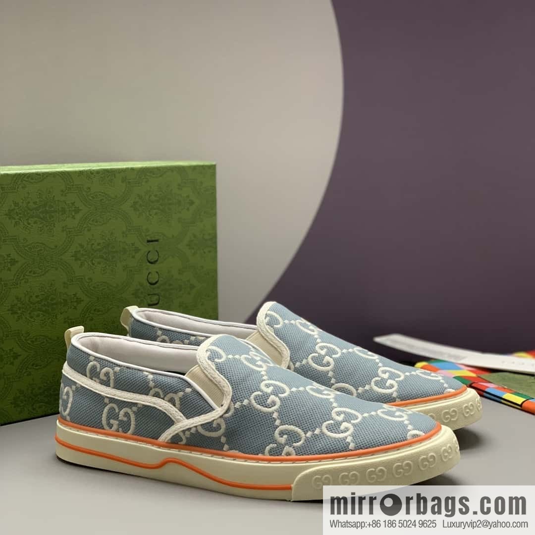 GUCCI blue classic GG canvas men's casual shoes