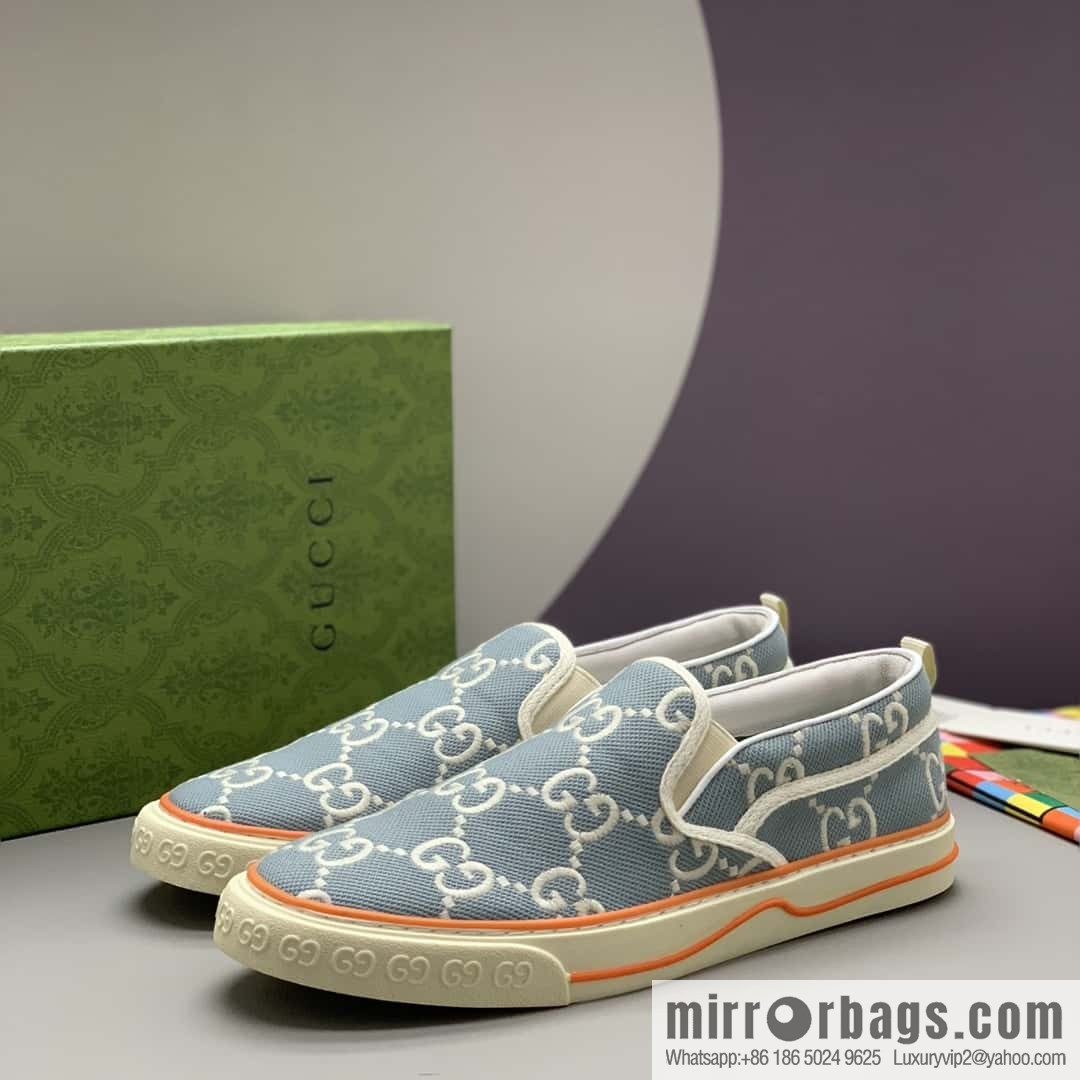 GUCCI blue classic GG canvas men's casual shoes