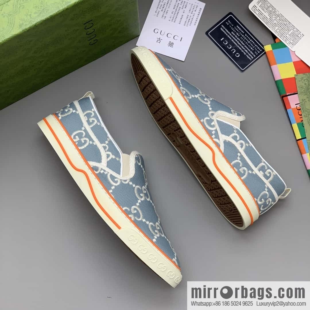 GUCCI blue classic GG canvas men's casual shoes