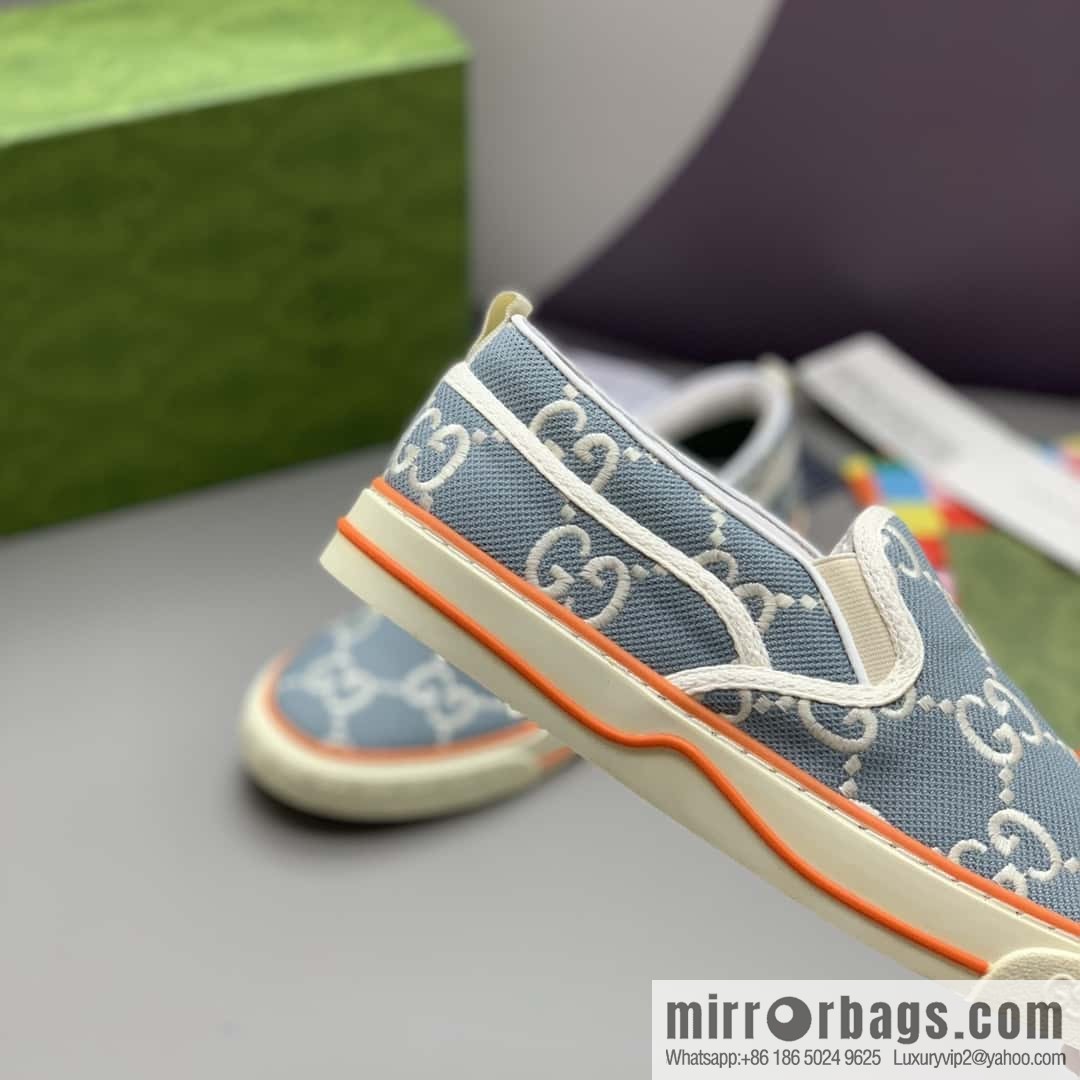 GUCCI blue classic GG canvas men's casual shoes