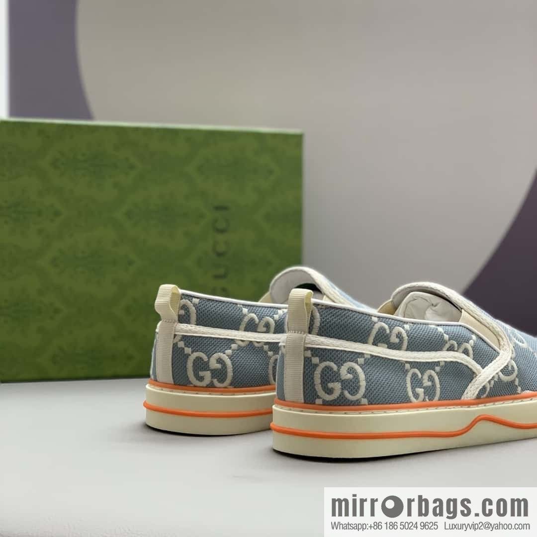 GUCCI blue classic GG canvas men's casual shoes
