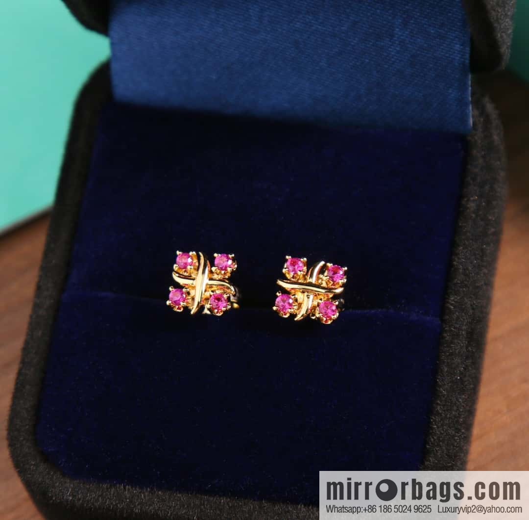 New ☑️ Tiffany & Co. Tiffany color cross stud earrings