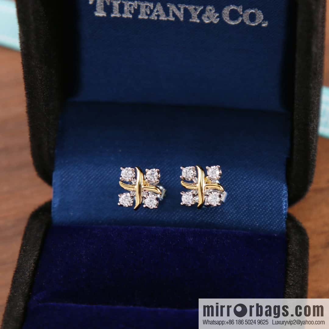 New ☑️ Tiffany & Co. Tiffany color cross stud earrings