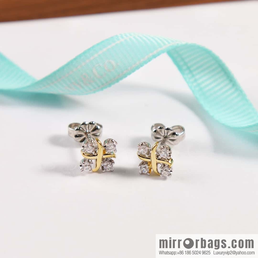 New ☑️ Tiffany & Co. Tiffany color cross stud earrings