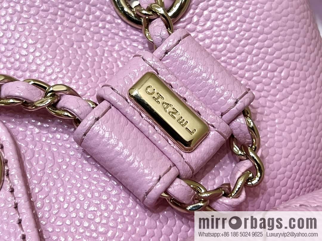 CHANEL 23P spring and summer trailer series, lychee leather duma double backpack AS3787 pink
