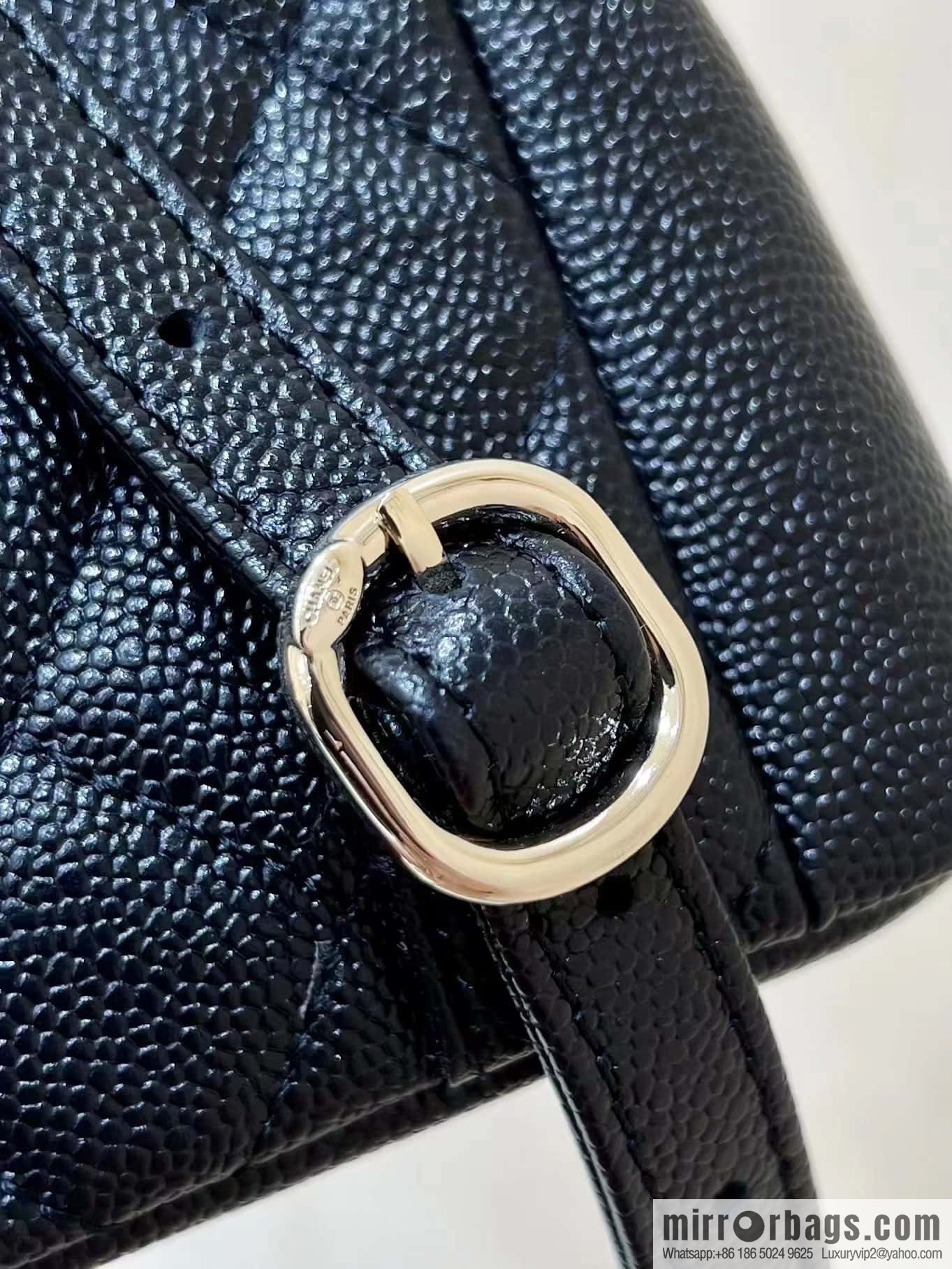CHANEL 23P spring and summer trailer series, lychee leather duma double backpack AS3787 black