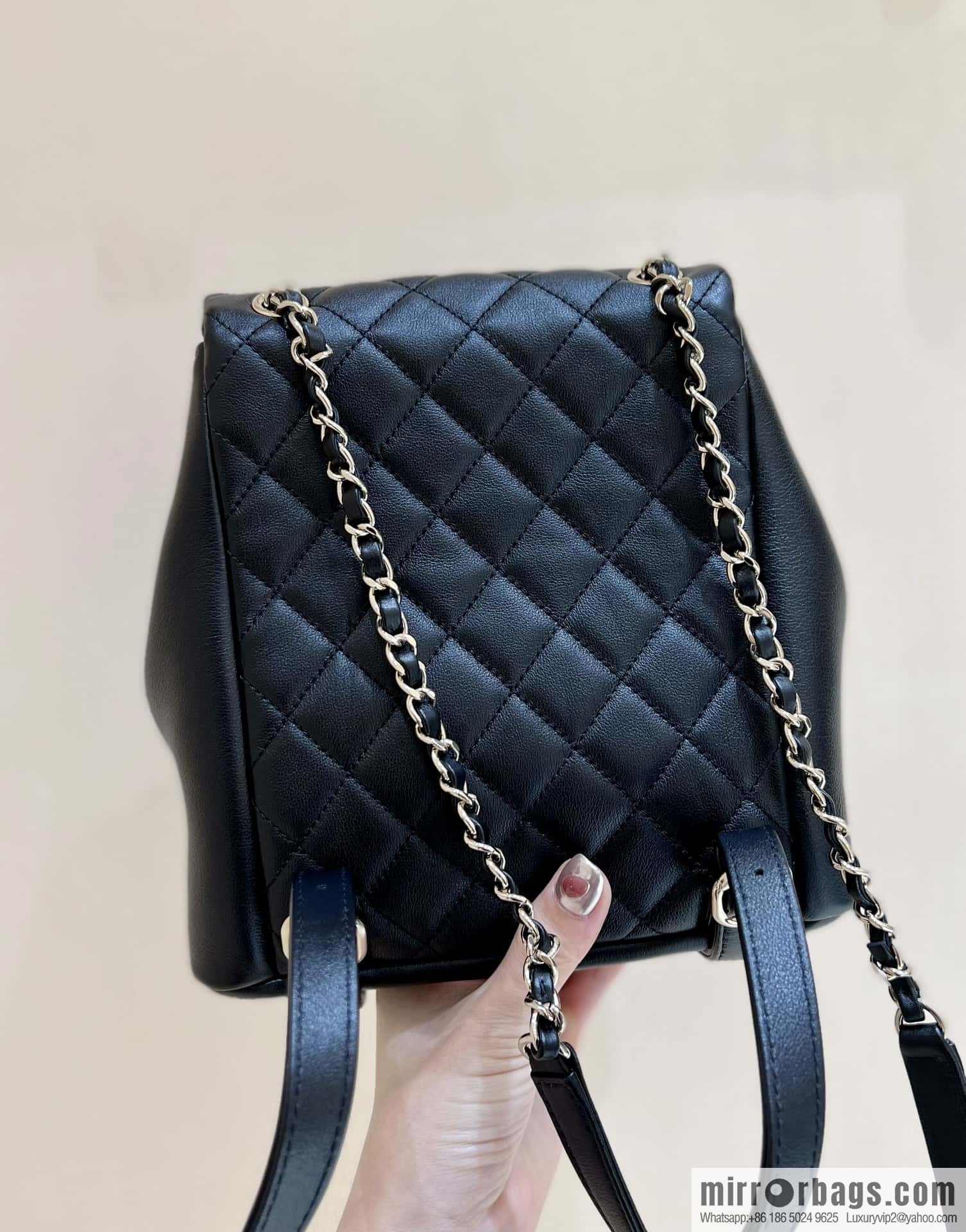 CHANEL 23P spring and summer trailer series, plain weave duma double backpack AS3860 black