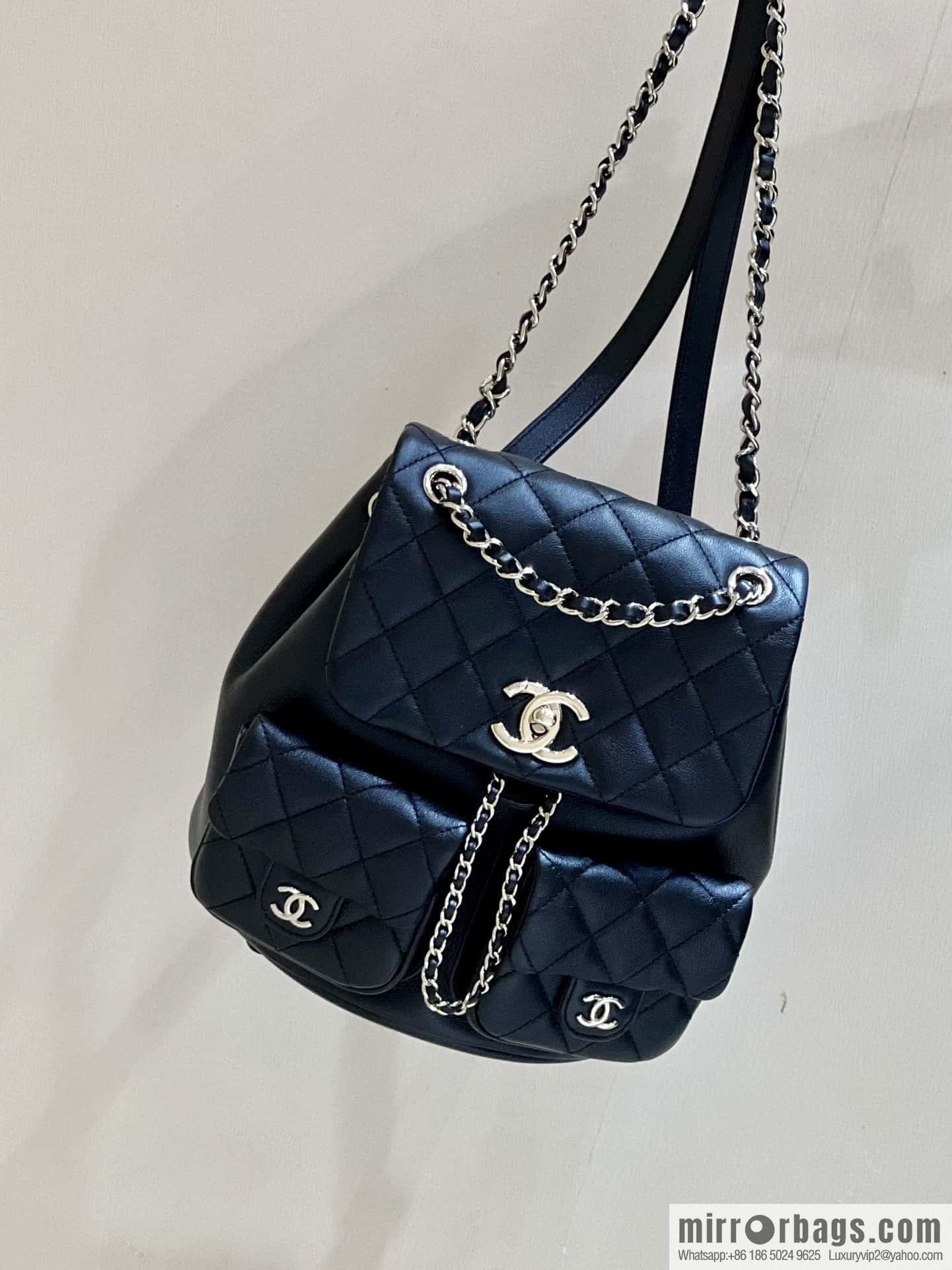 CHANEL 23P spring and summer trailer series, plain weave duma double backpack AS3860 black