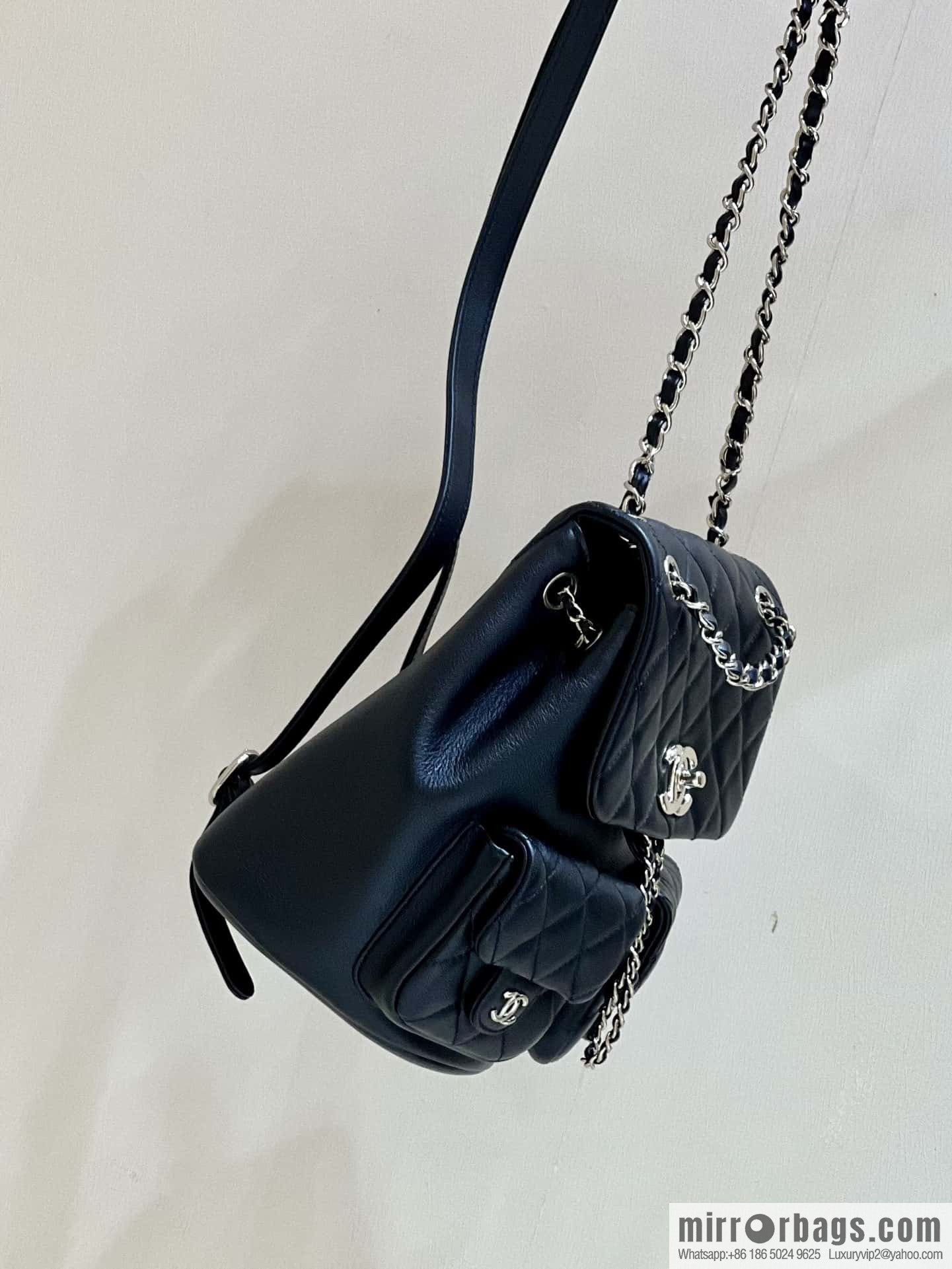 CHANEL 23P spring and summer trailer series, plain weave duma double backpack AS3860 black
