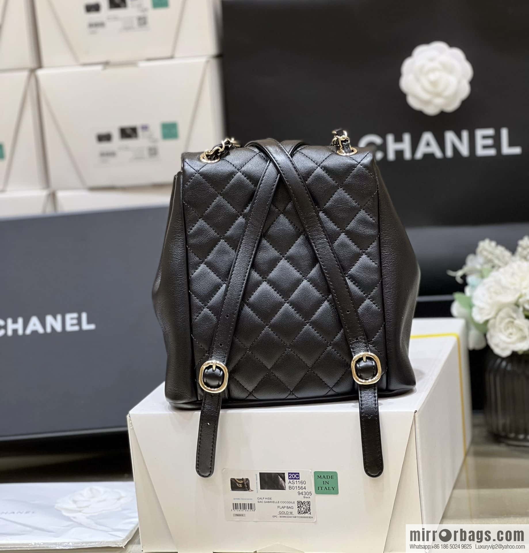 CHANEL 23P spring and summer trailer series, plain weave duma double backpack AS3860 black