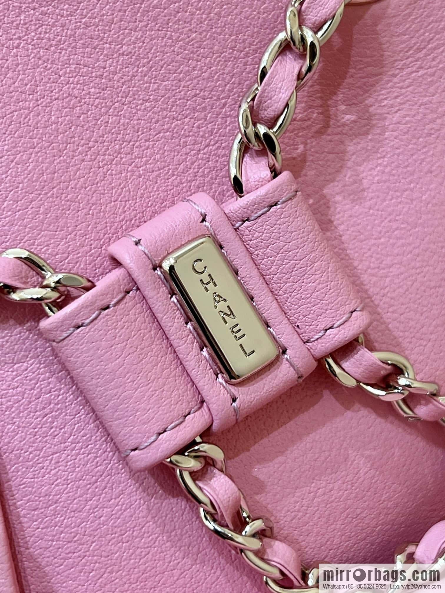CHANEL 23P spring and summer trailer series, plain weave duma double backpack AS3860 pink