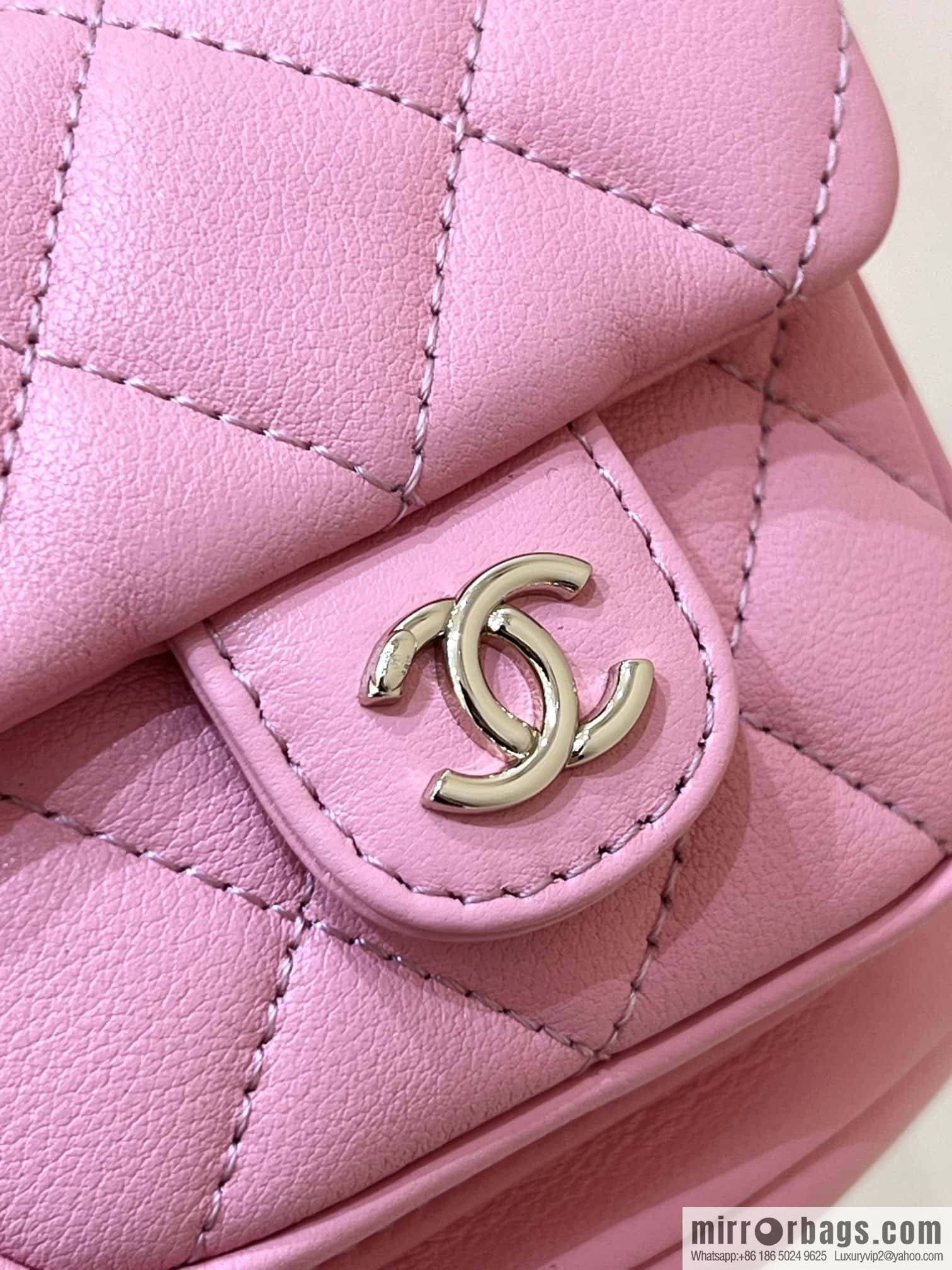 CHANEL 23P spring and summer trailer series, plain weave duma double backpack AS3860 pink