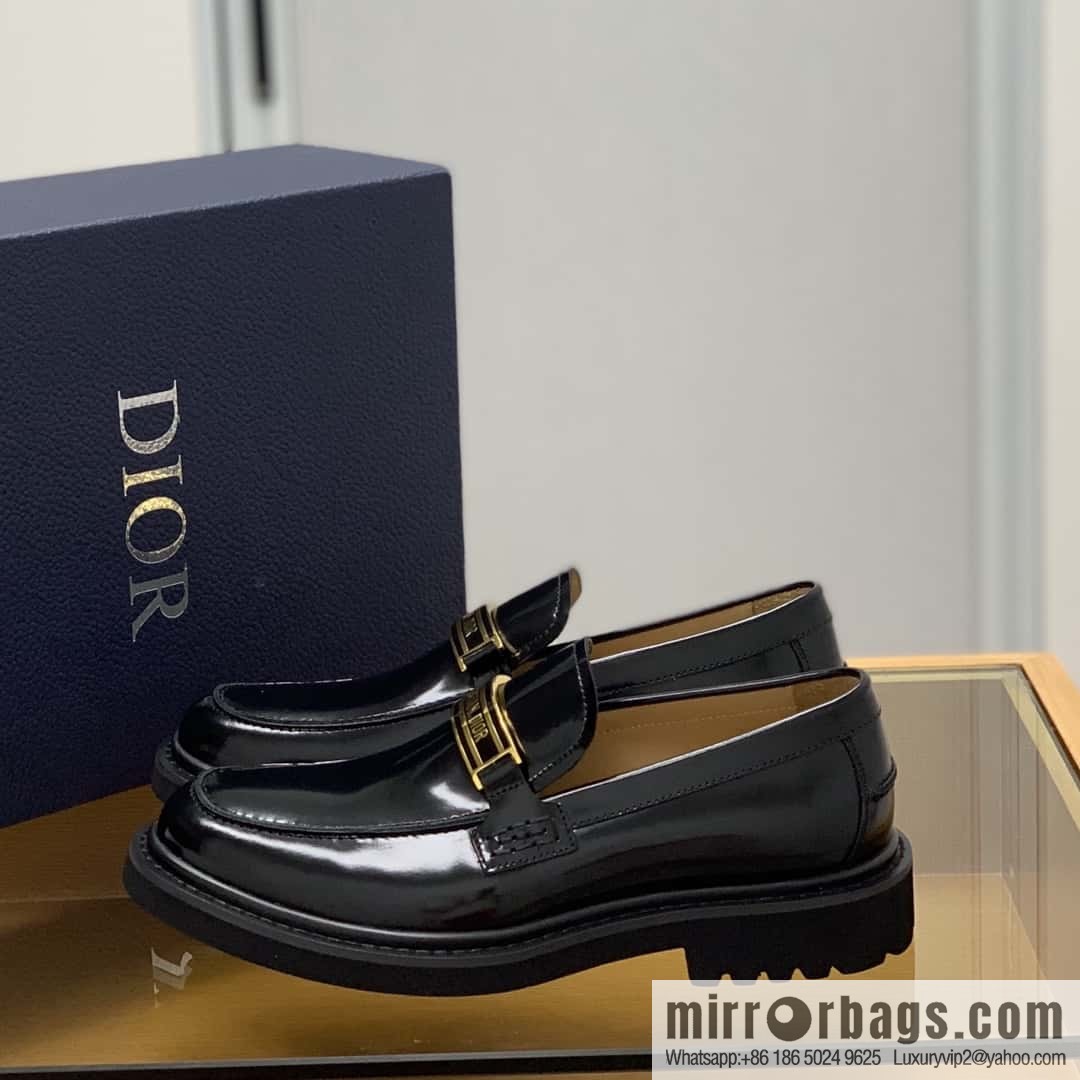 DIOR brand letter buckle, men's loafers