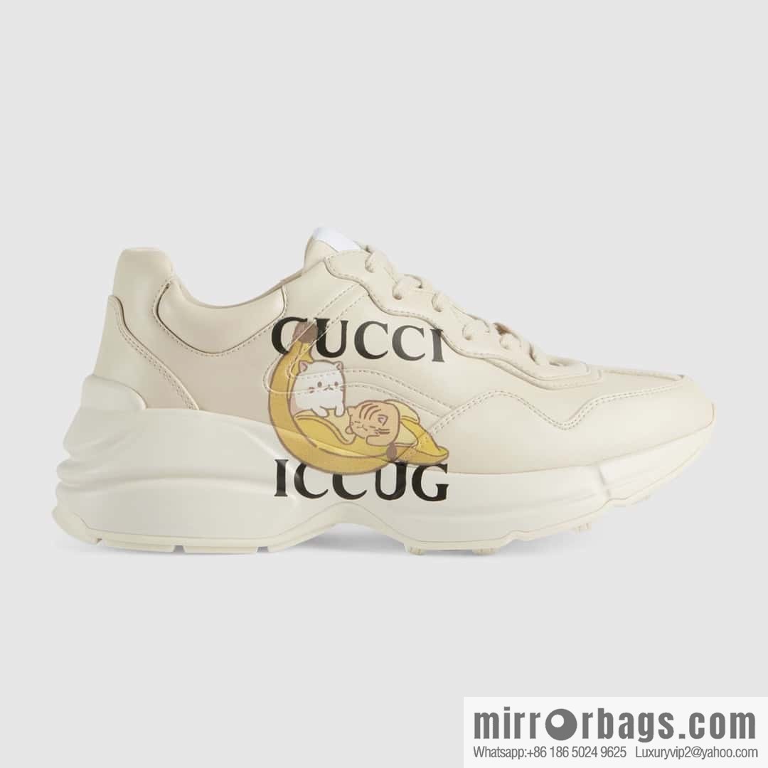 GUCCI household name animation image, banana meow sticker Unisex Vintage sneakers