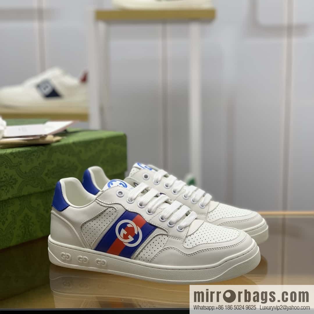 GUCCI color matching leather classic double G men's casual shoes