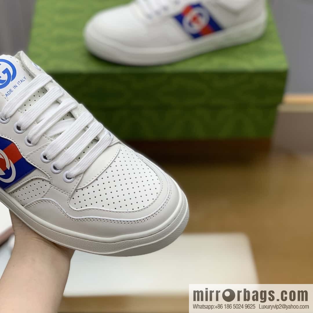 GUCCI color matching leather classic double G men's casual shoes