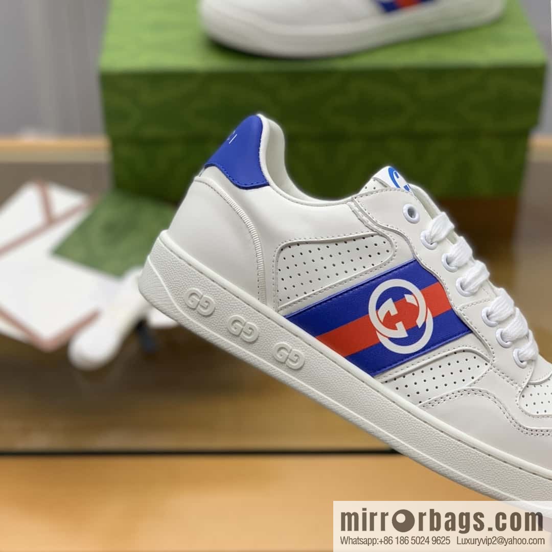 GUCCI color matching leather classic double G men's casual shoes