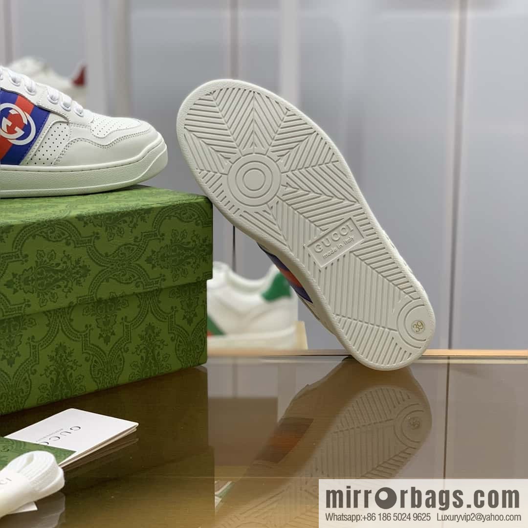 GUCCI color matching leather classic double G men's casual shoes
