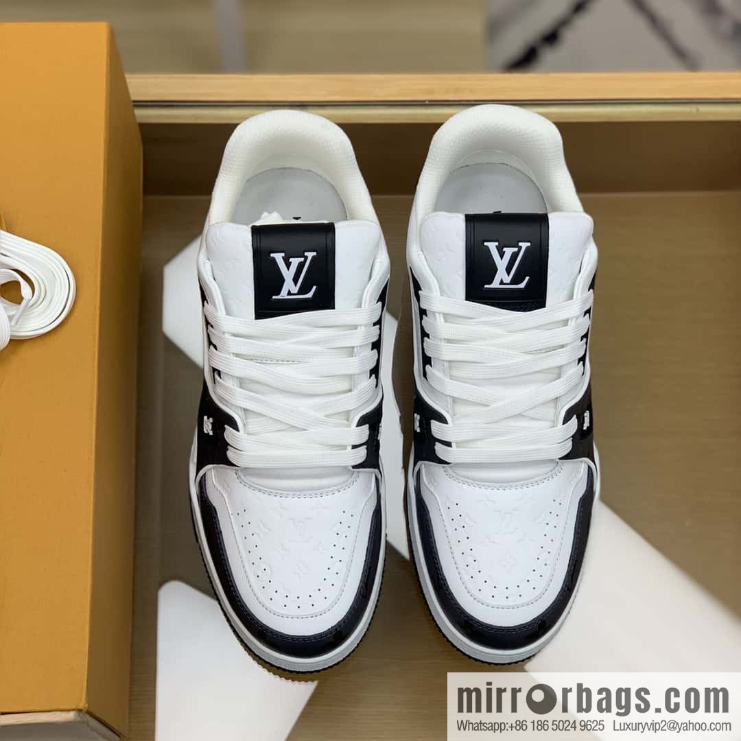 LV color matching calfskin Vuitton logo His & Hers sports running shoes