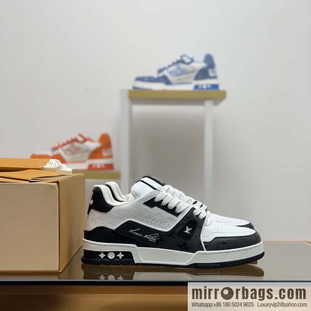 LV color matching calfskin Vuitton logo His & Hers sports running shoes
