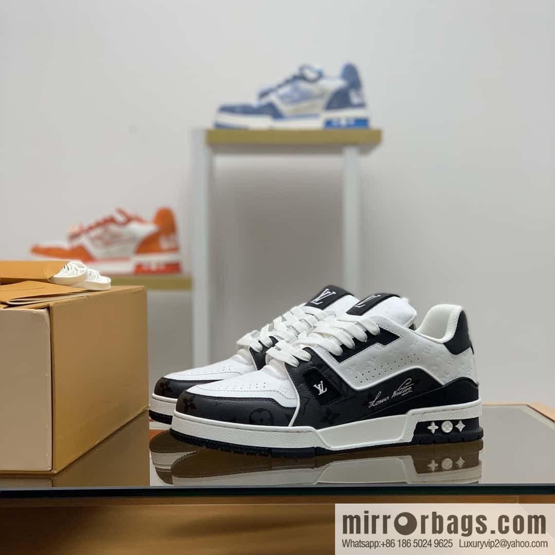 LV color matching calfskin Vuitton logo His & Hers sports running shoes