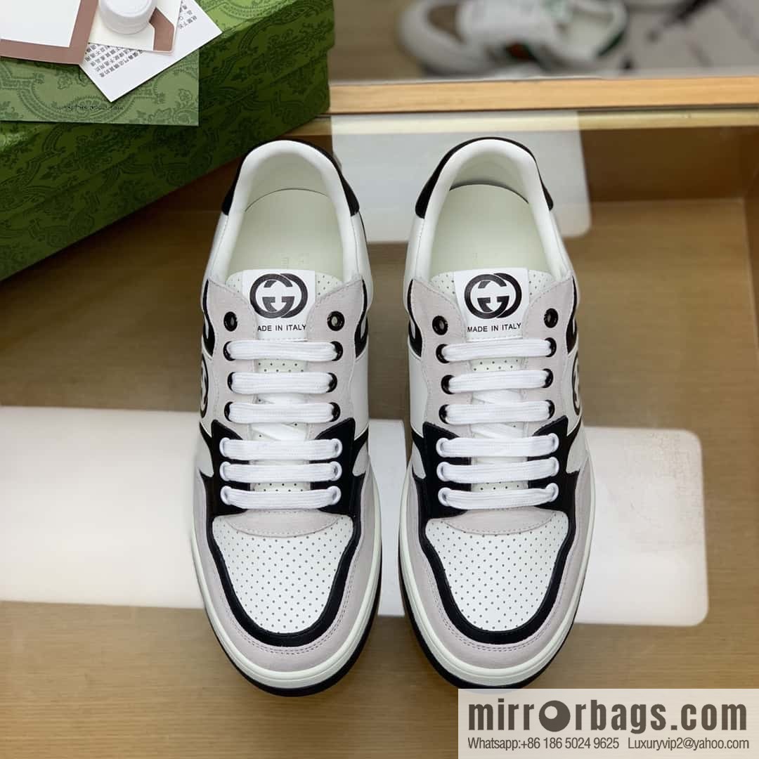 GUCCI classic double G color matching leather men's casual shoes