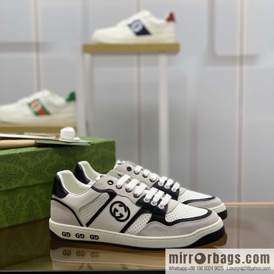 GUCCI classic double G color matching leather men's casual shoes