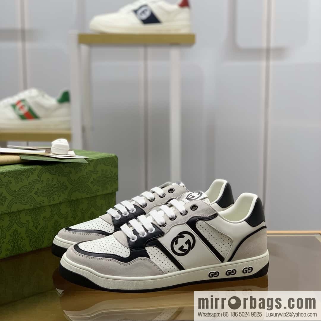 GUCCI classic double G color matching leather men's casual shoes