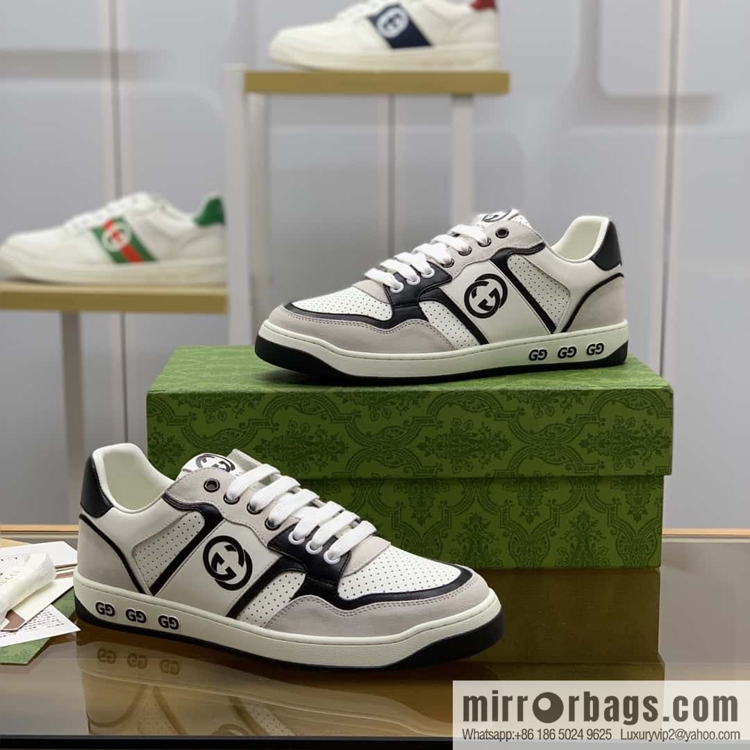 GUCCI classic double G color matching leather men's casual shoes