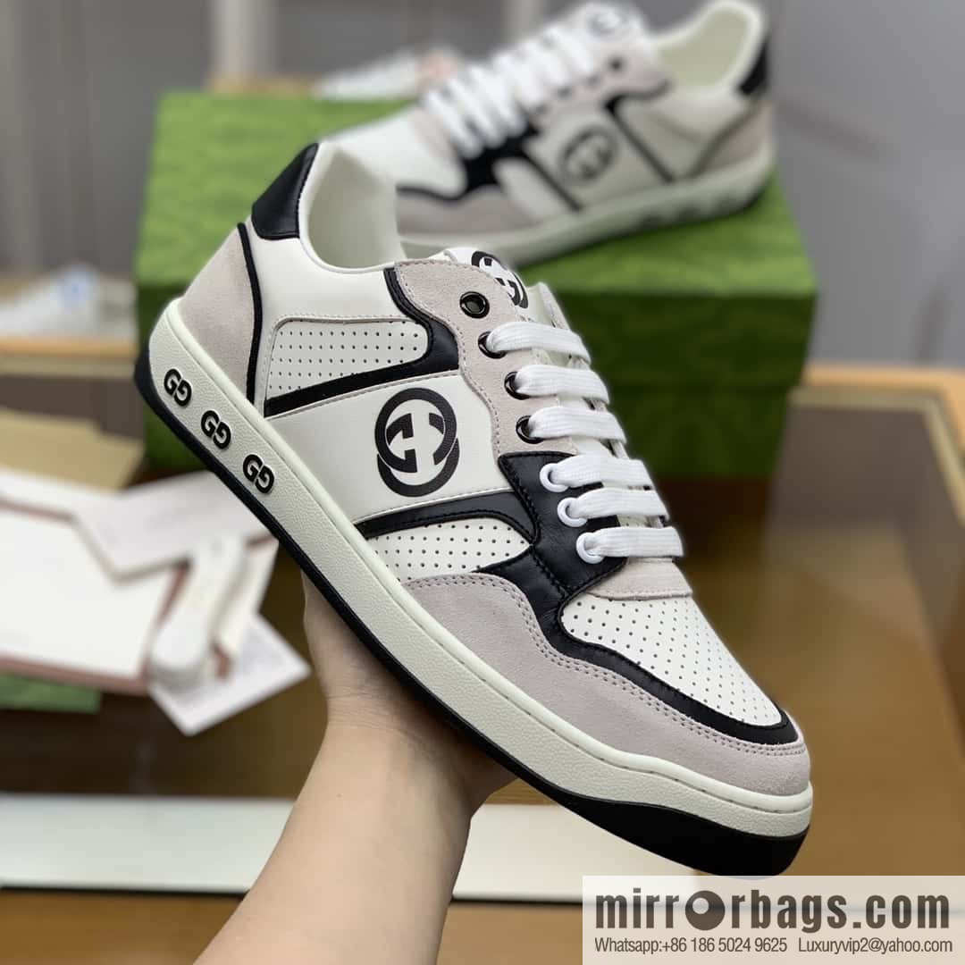 GUCCI classic double G color matching leather men's casual shoes
