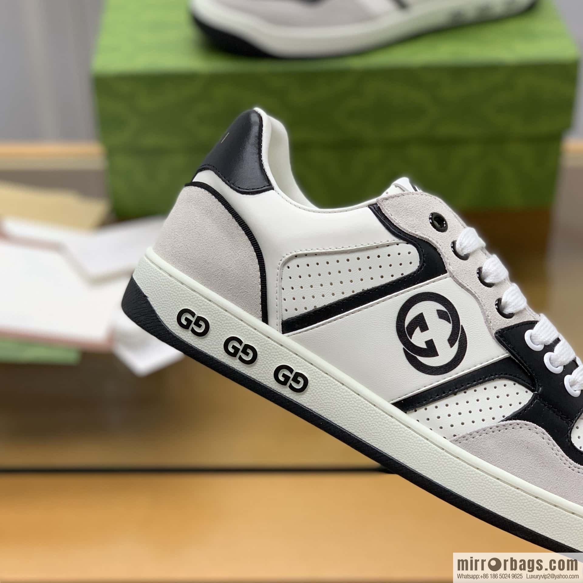 GUCCI classic double G color matching leather men's casual shoes