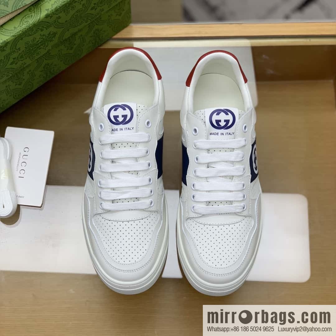 GUCCI classic double G color matching leather men's casual shoes
