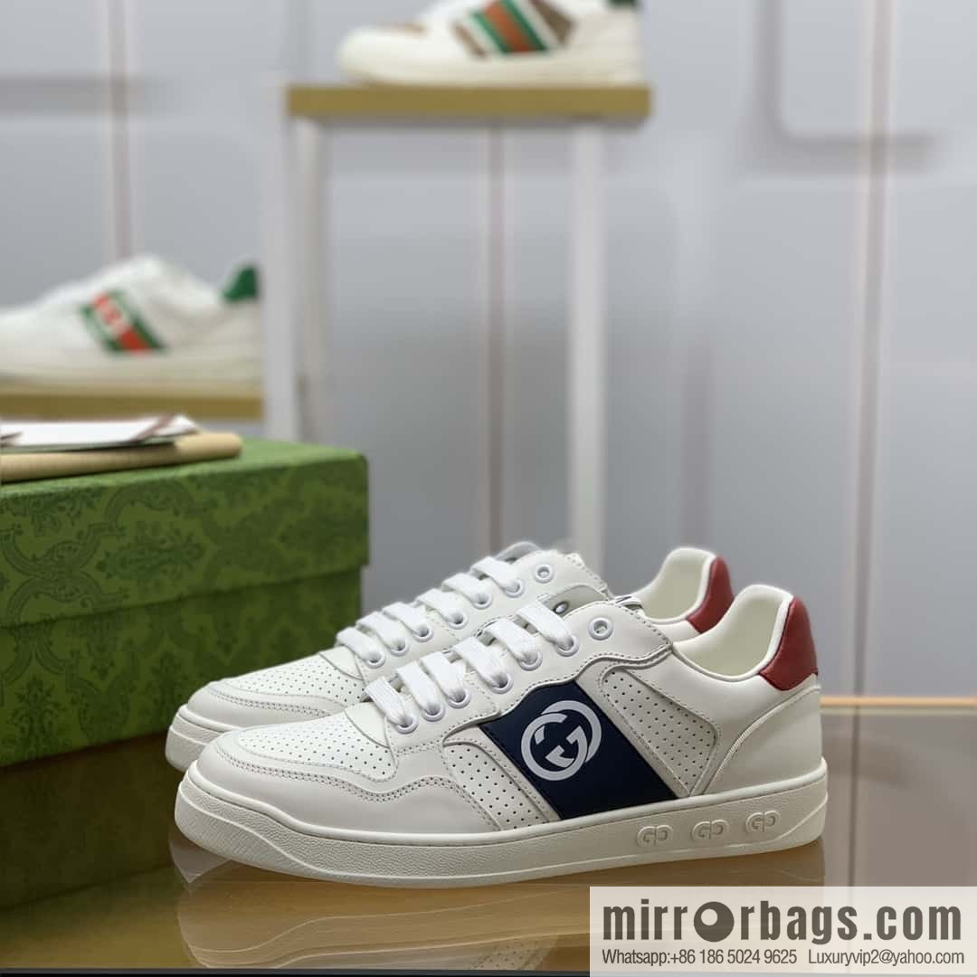 GUCCI classic double G color matching leather men's casual shoes