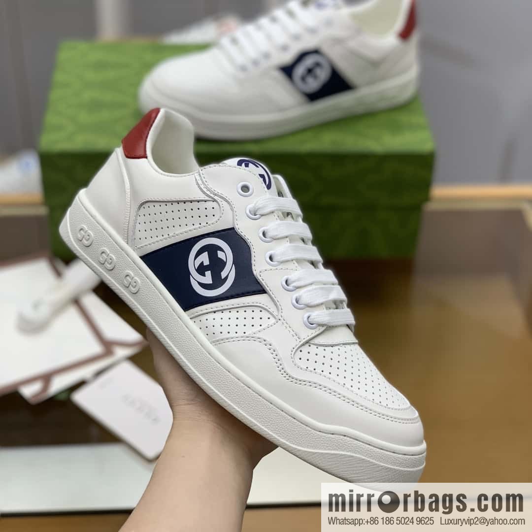 GUCCI classic double G color matching leather men's casual shoes