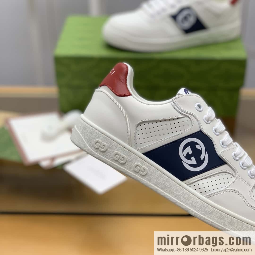 GUCCI classic double G color matching leather men's casual shoes