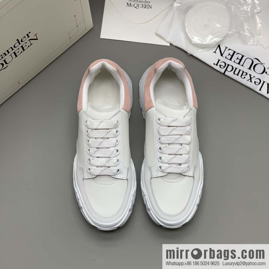 Alexander McQueen heel pink matte leather patchwork women's sneakers