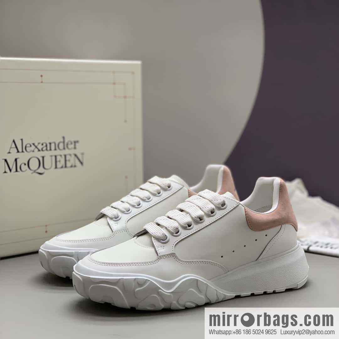 Alexander McQueen heel pink matte leather patchwork women's sneakers