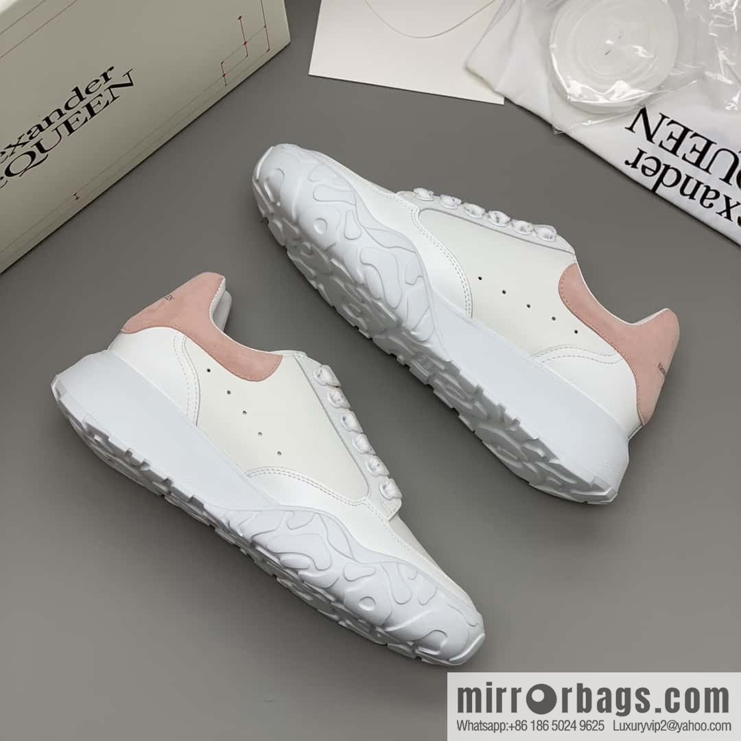 Alexander McQueen heel pink matte leather patchwork women's sneakers