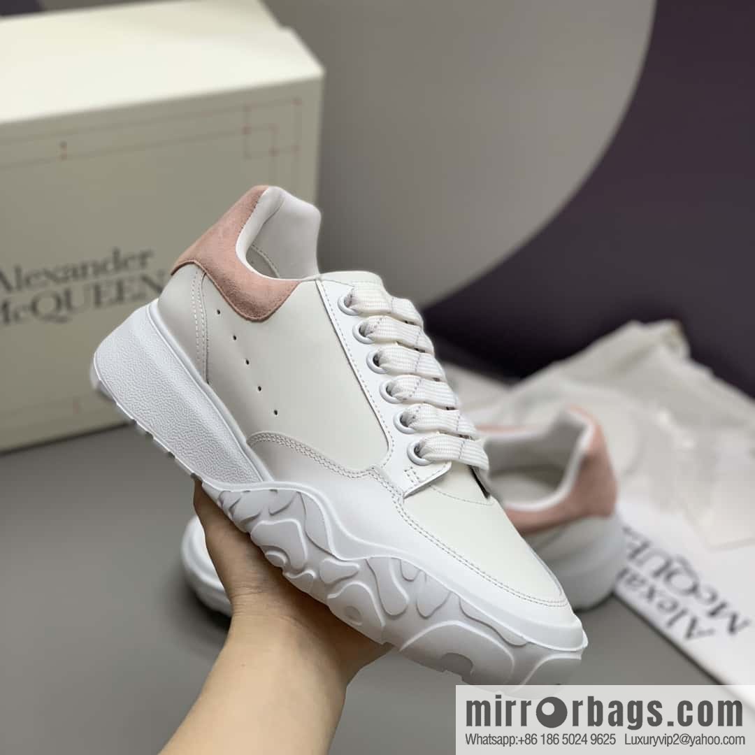 Alexander McQueen heel pink matte leather patchwork women's sneakers
