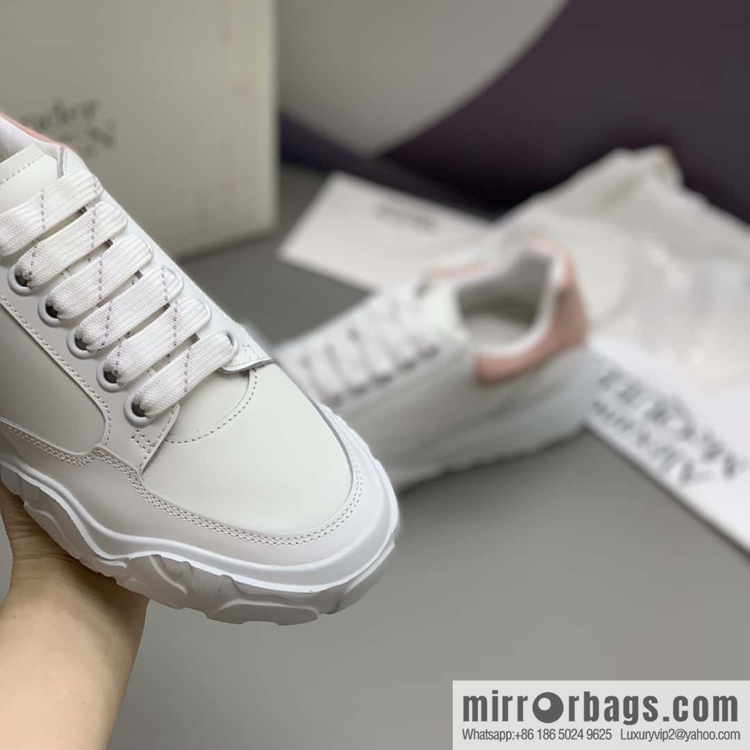 Alexander McQueen heel pink matte leather patchwork women's sneakers