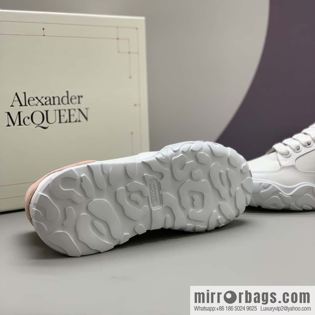 Alexander McQueen heel pink matte leather patchwork women's sneakers