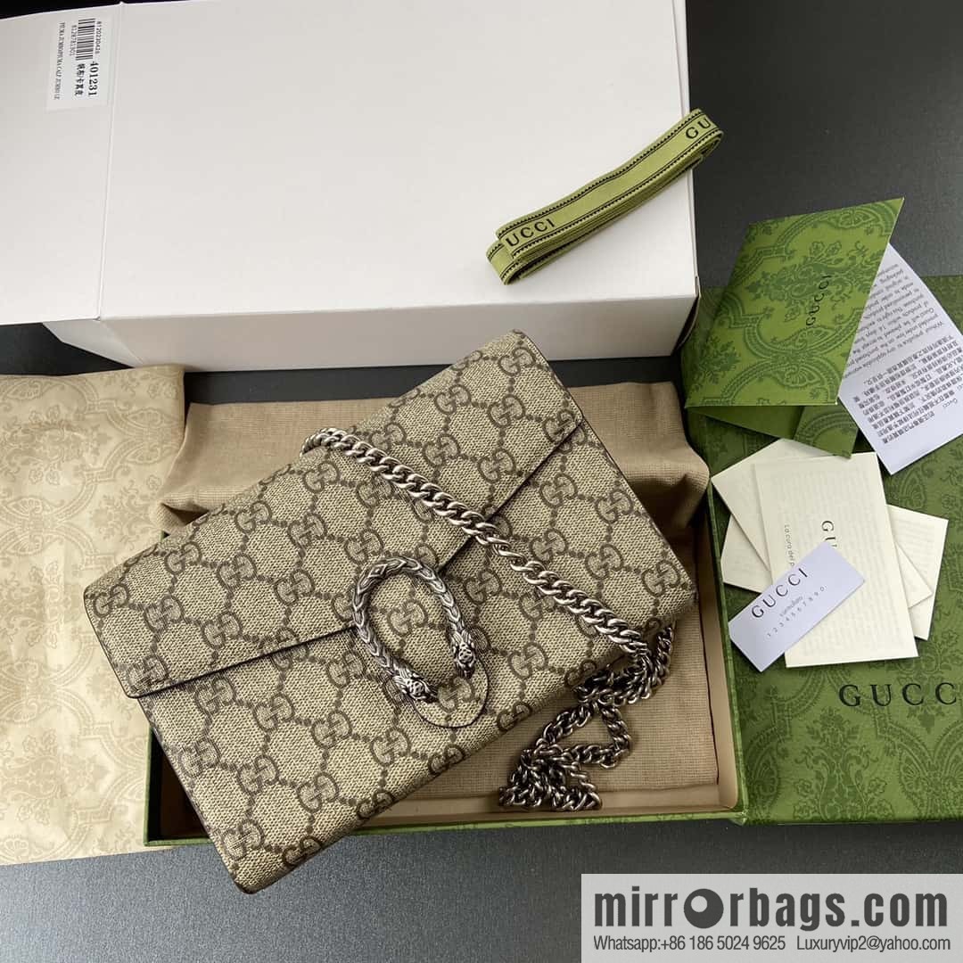GUCCI Dionysus series GG Supreme canvas mini chain bag 401231 KHNSN 8642